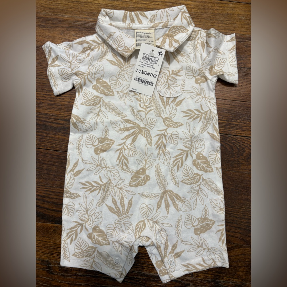 Baby Romper with Leaf Print